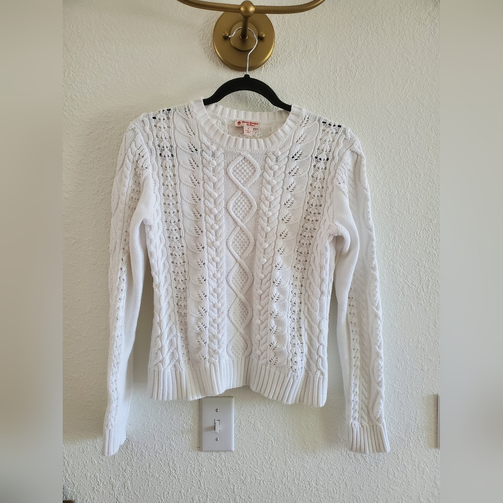 Brooks Brothers Womens sz S White popcorn knit cotton sweater